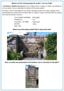 Missing Plaque & Sundial Mystery