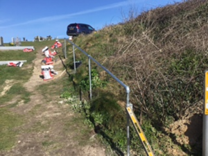 New Handrail being put in place at Phillack Church Cemetery